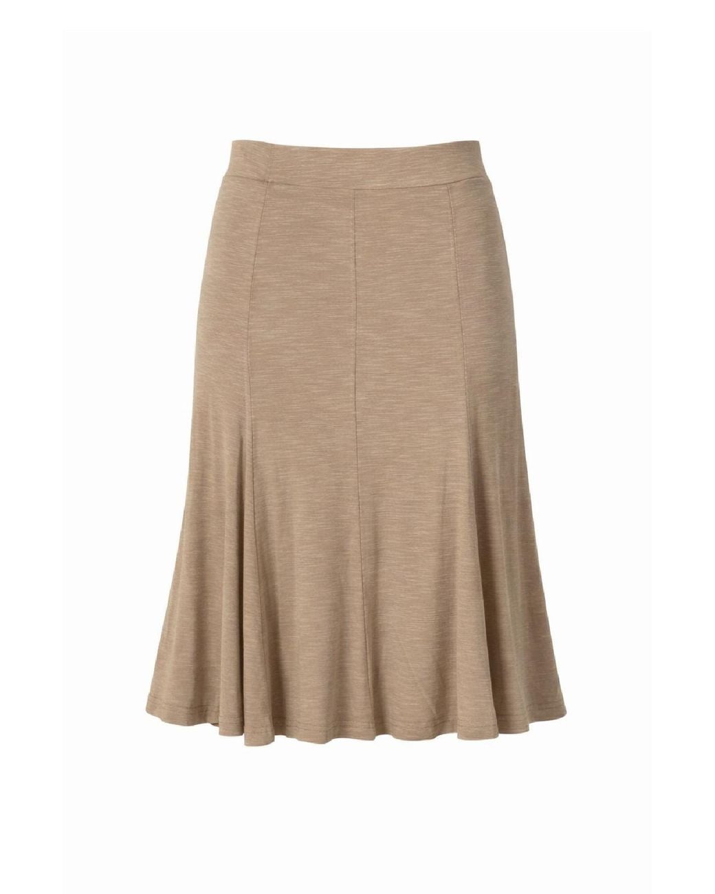 Conquista Natural Flared Midi Skirt With Soft Stretch Finish