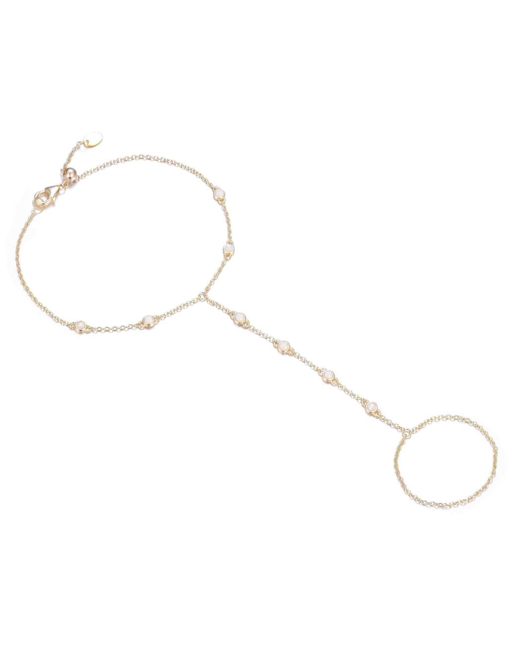 KAMARIA Metallic Eternal Line Hand Chain Bracelet With Opal