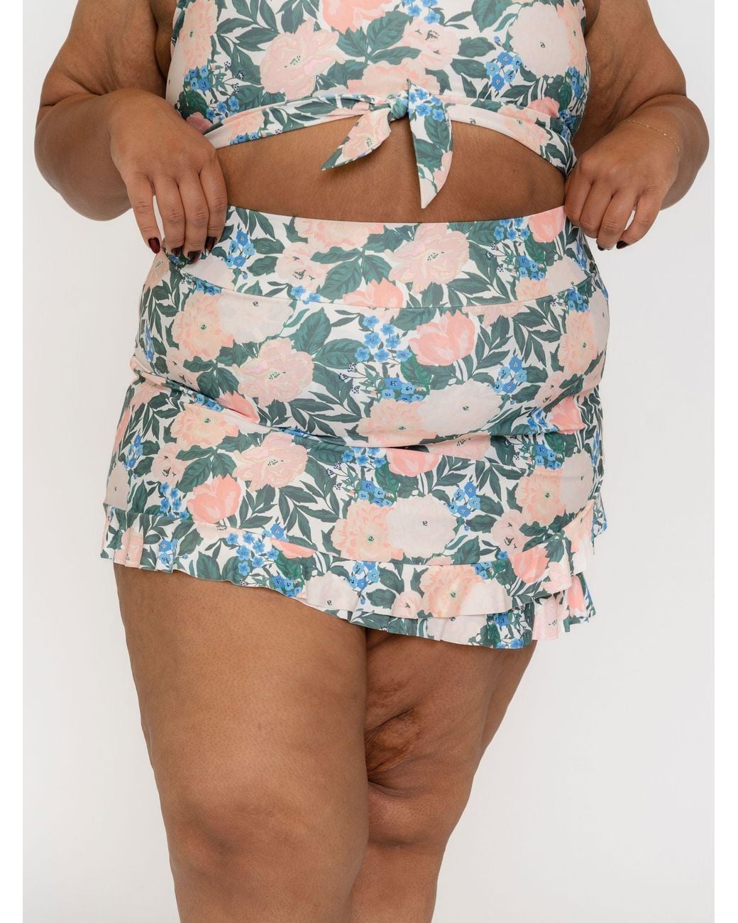 Lime Ricki Swimwear Green Bouquet Ruffle Skirt
