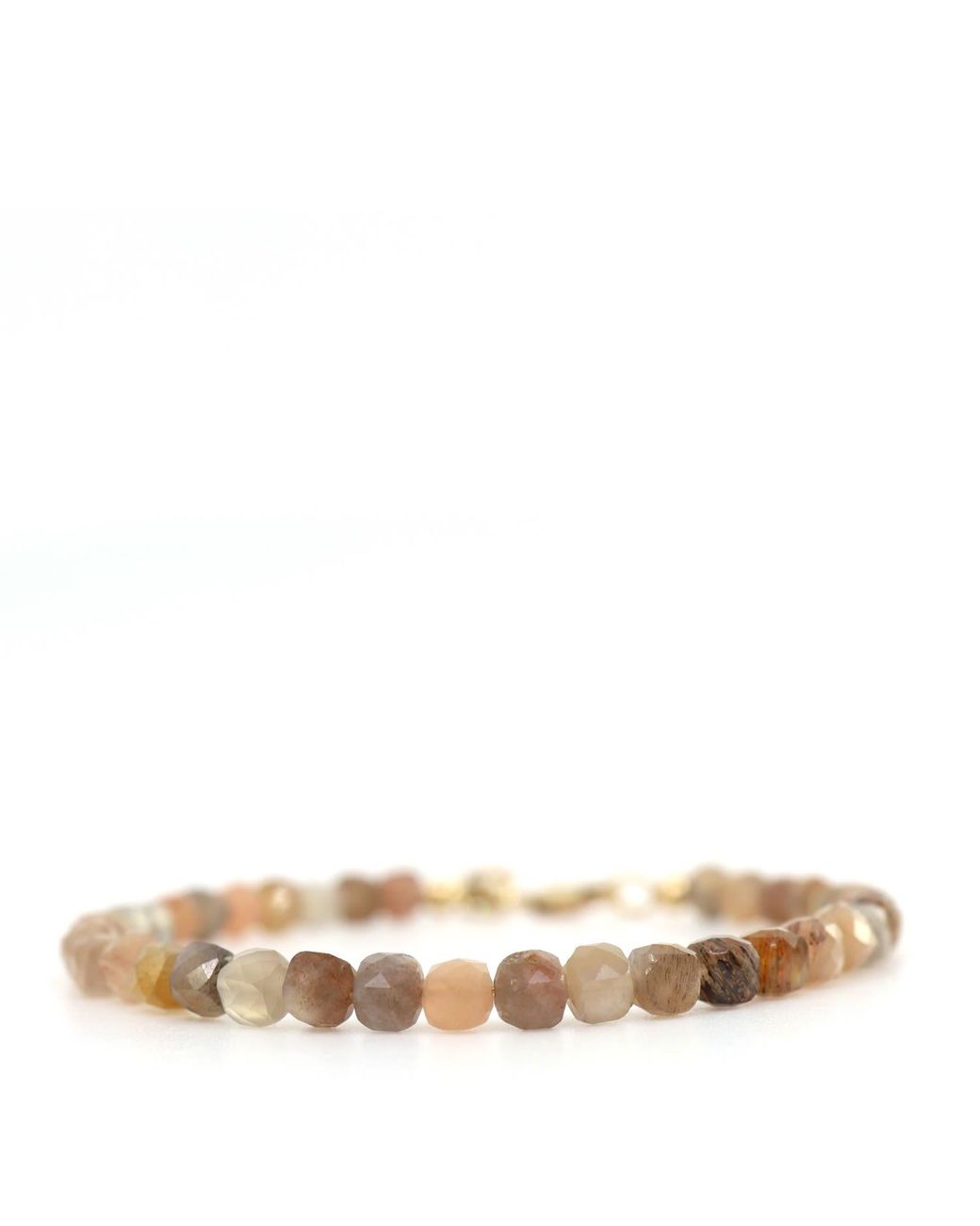 Shar Oke Metallic Neutrals 14K Filled & Peach Moonstone Bracelet for men