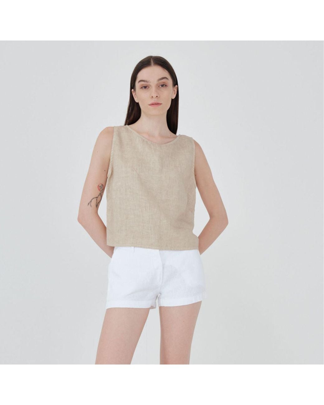 Haris Cotton White Linen Shorts