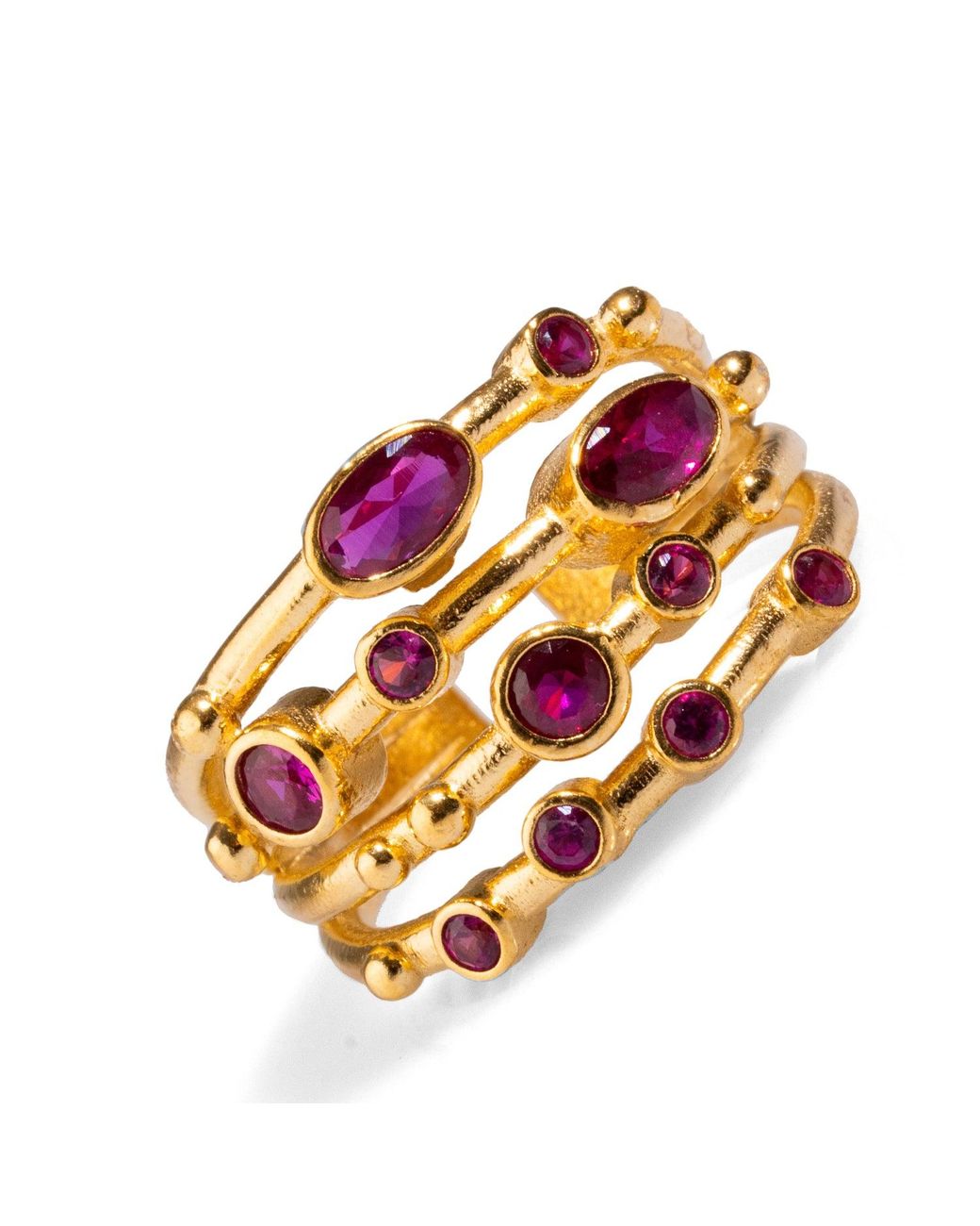 Ebru Jewelry Multicolor Ruby Stone Adjustable Statement Ring