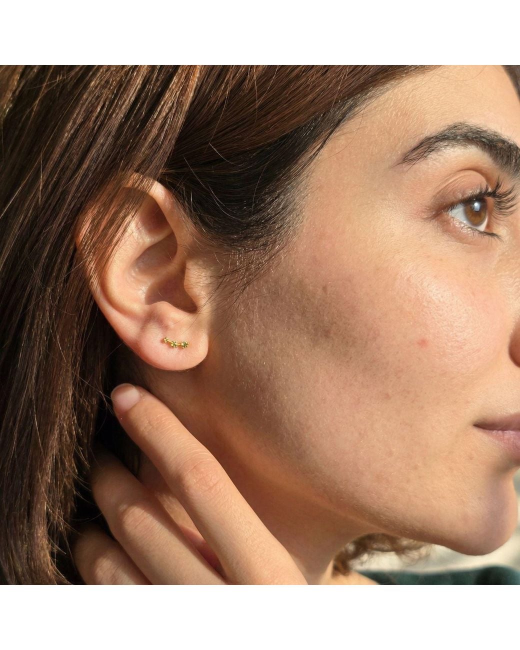 Sophelia Metallic Peridot August Birthstone Climber Stud Earrings