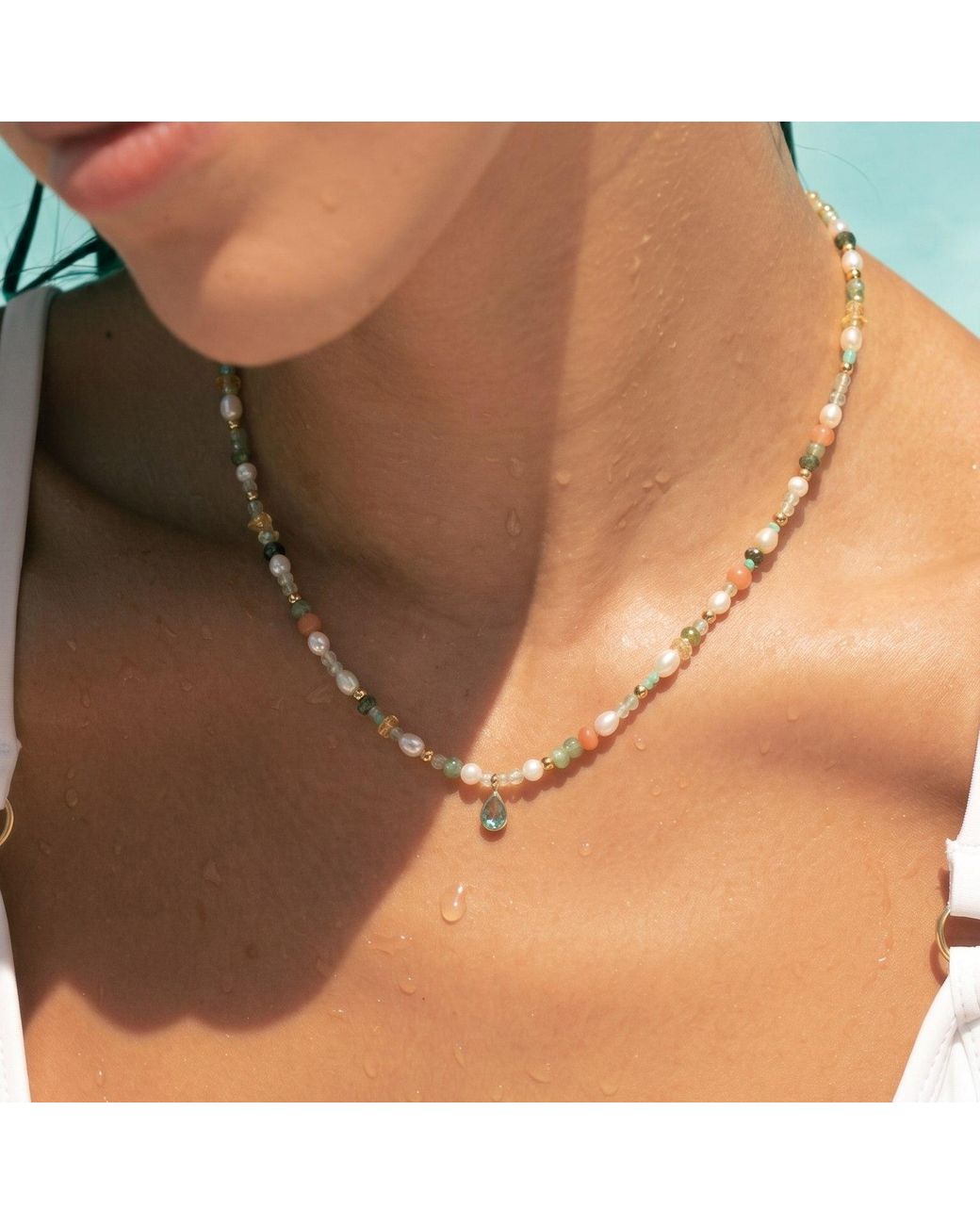 With Love Darling Metallic Water Drop Pure Pearl Necklace