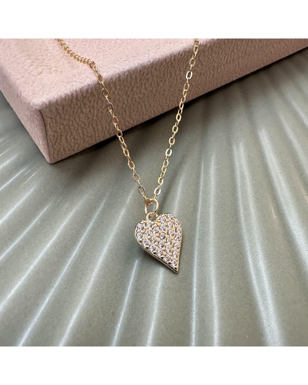 Clemence Wren Metallic Sparkly Heart Pendant Necklace