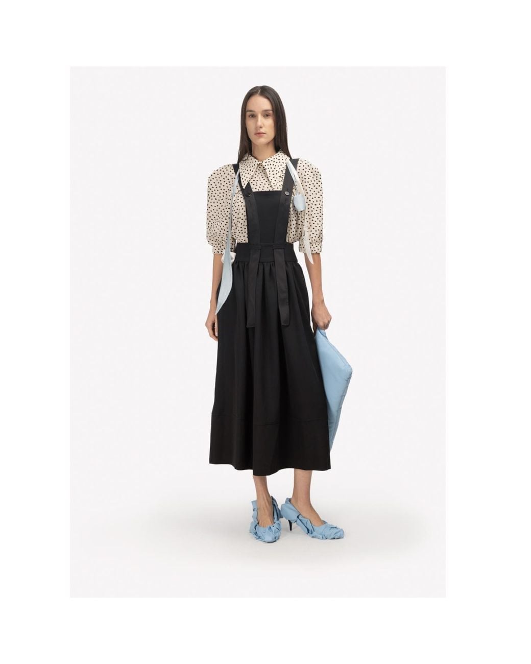 Julia Allert Black Midi Apron Dress With Adjustable Straps