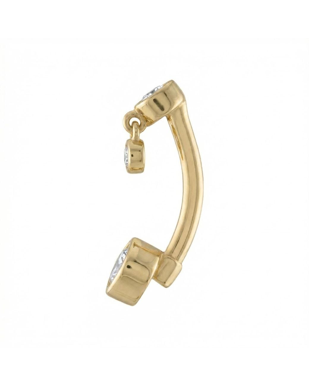 Zahav Jewelry Metallic 14K Solid 14G Dangle Cz Belly Ring
