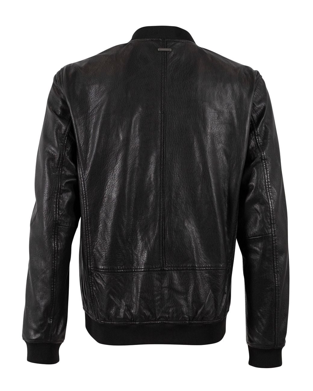 Mauritius Black Leather Bomber Jacket Giton for men