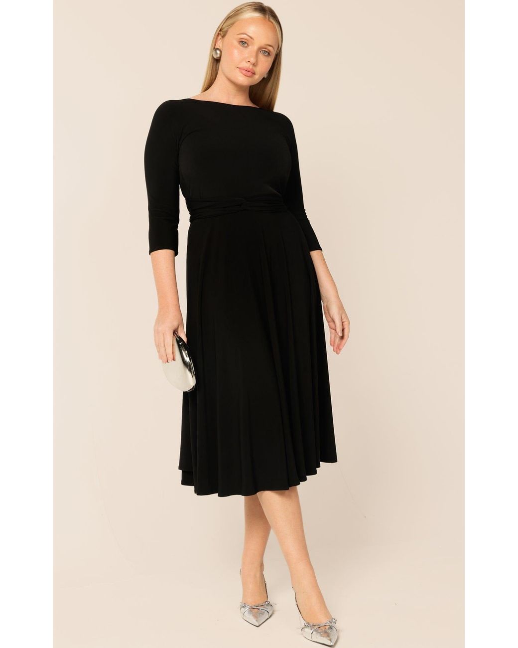 SACHA DRAKE Black Three Quarter Sleeve Reversible Jersey Wrap Dress