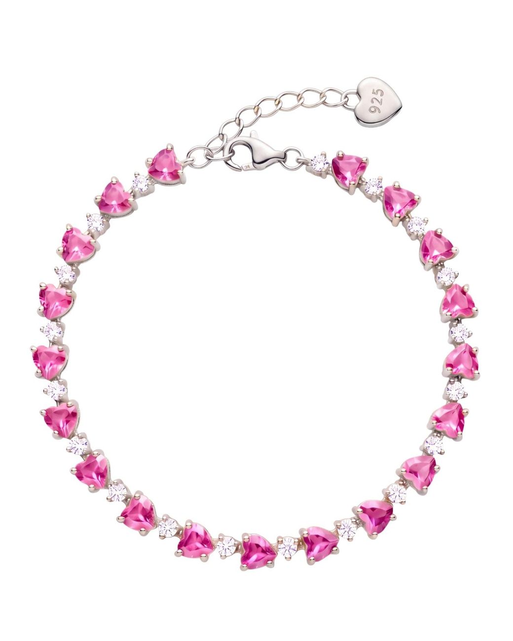 Latelita London Pink Asscher Cut Heart Tennis Bracelet Ruby