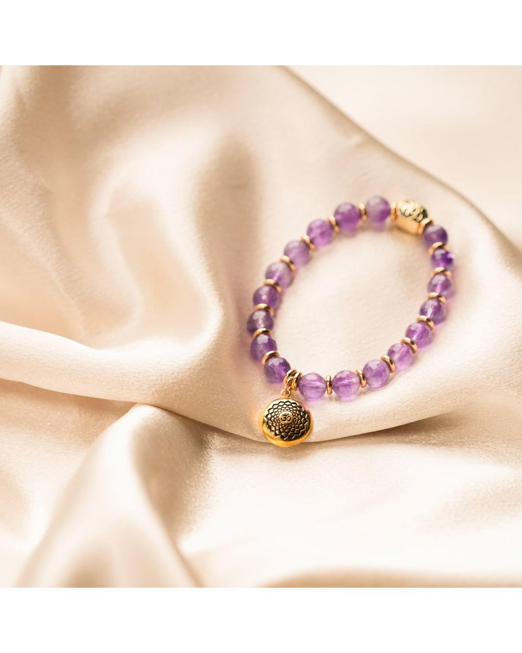 Seven Saints Purple Crown Chakra Amethyst Activation Bracelet, Plated
