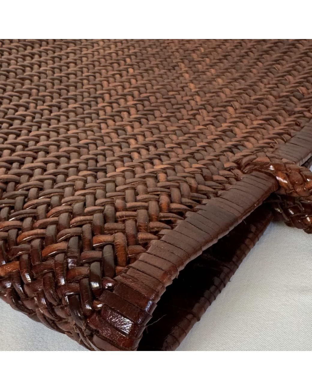 godi. Brown The Buna Handwoven Leather Tote Bag