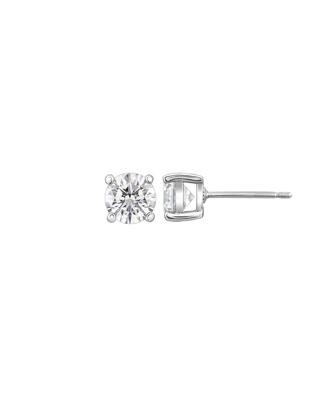 Diamonbliss White Embellished Swarovski Stone Platinum Plated Sterling Solitaire Round Cut Stud Earrings Two Carats