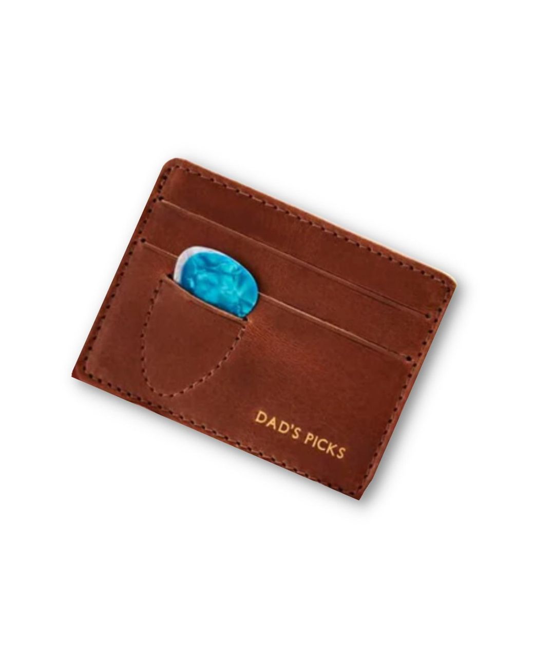 VIDA VIDA Brown Guitar Plectrum Leather Card Holder for men