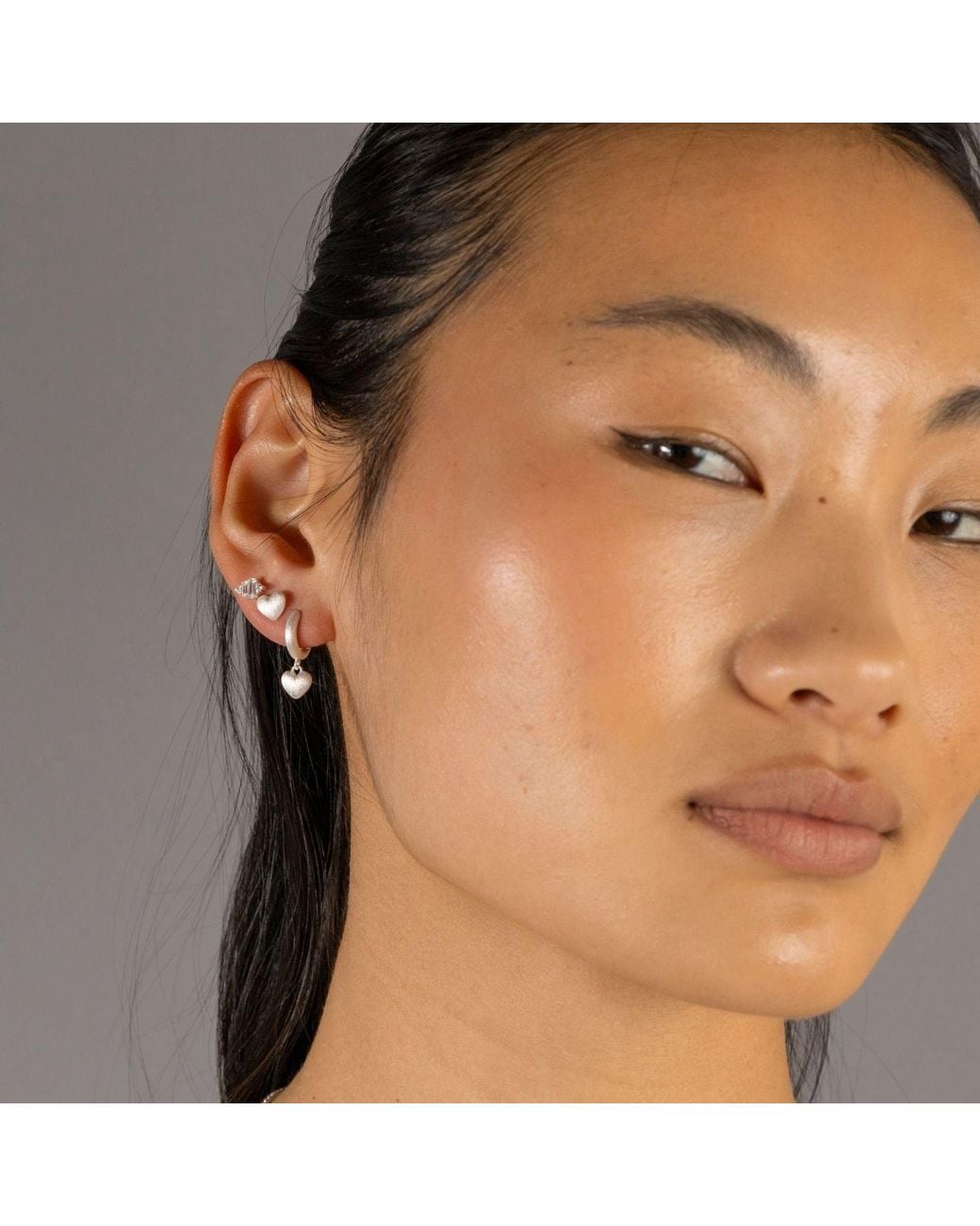 Claire Hill Designs Metallic Brushed Heart Stud Earrings