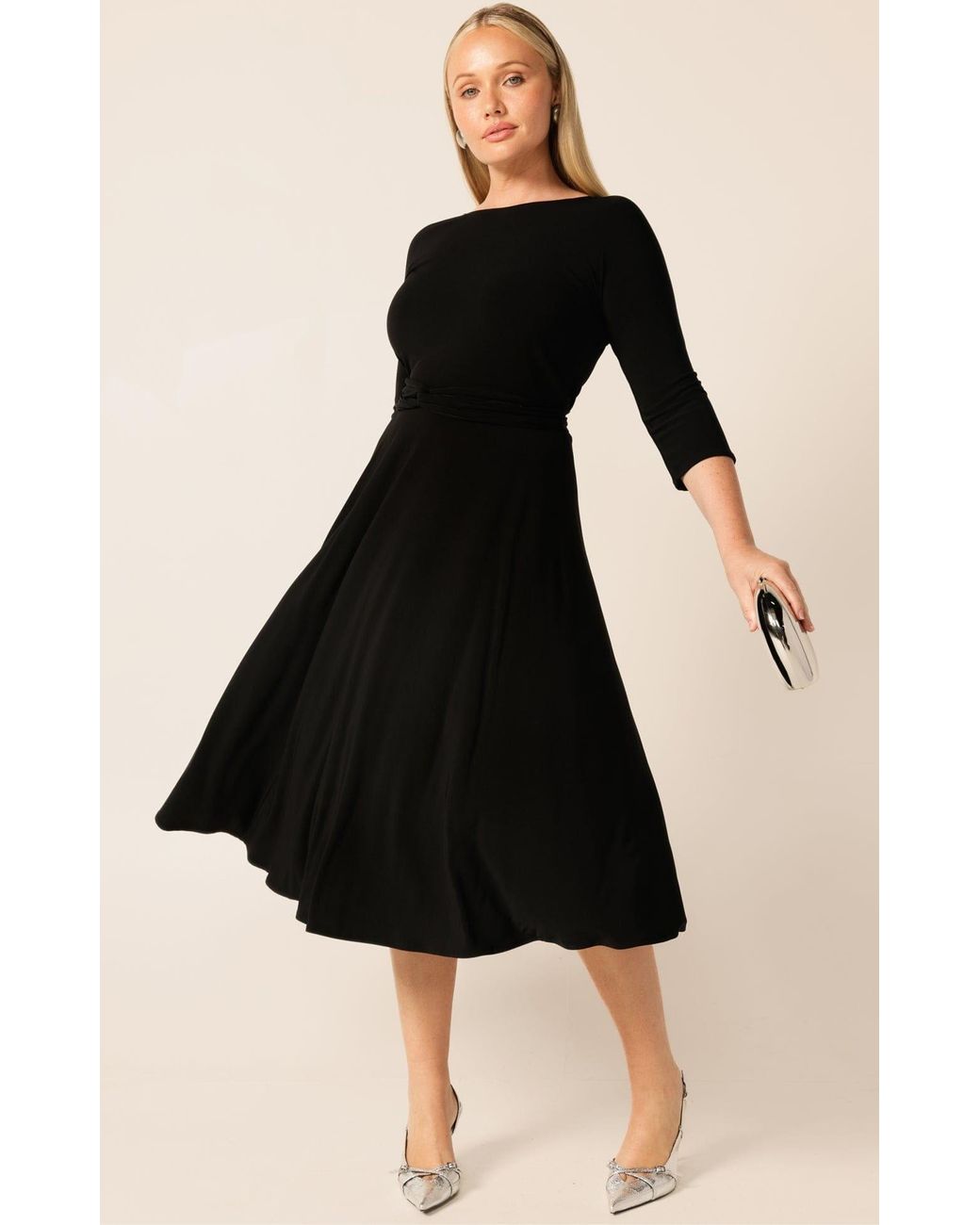 SACHA DRAKE Black Three Quarter Sleeve Reversible Jersey Wrap Dress