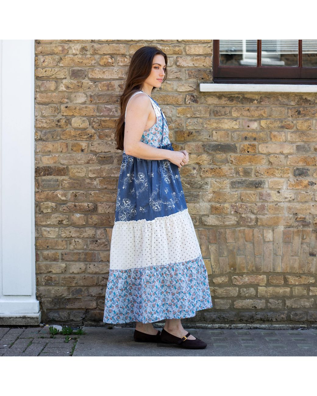 Cara & The Sky Blue Maisie Floral Sleeveless Boho Maxi Summer Dress