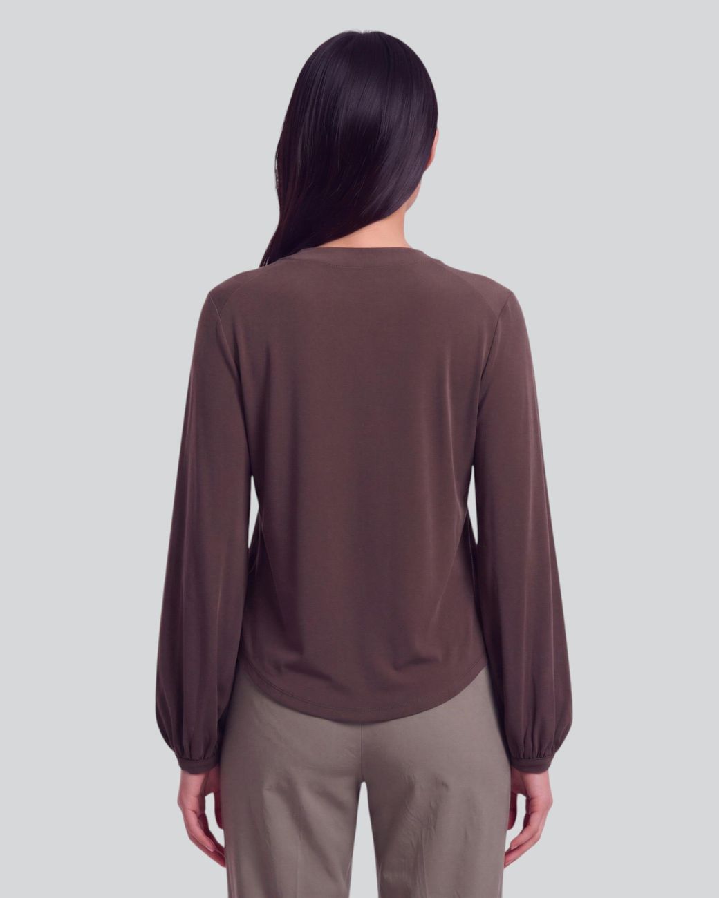 Lords of Harlech Val Brownie Lyocell Stretch V-Neck Top