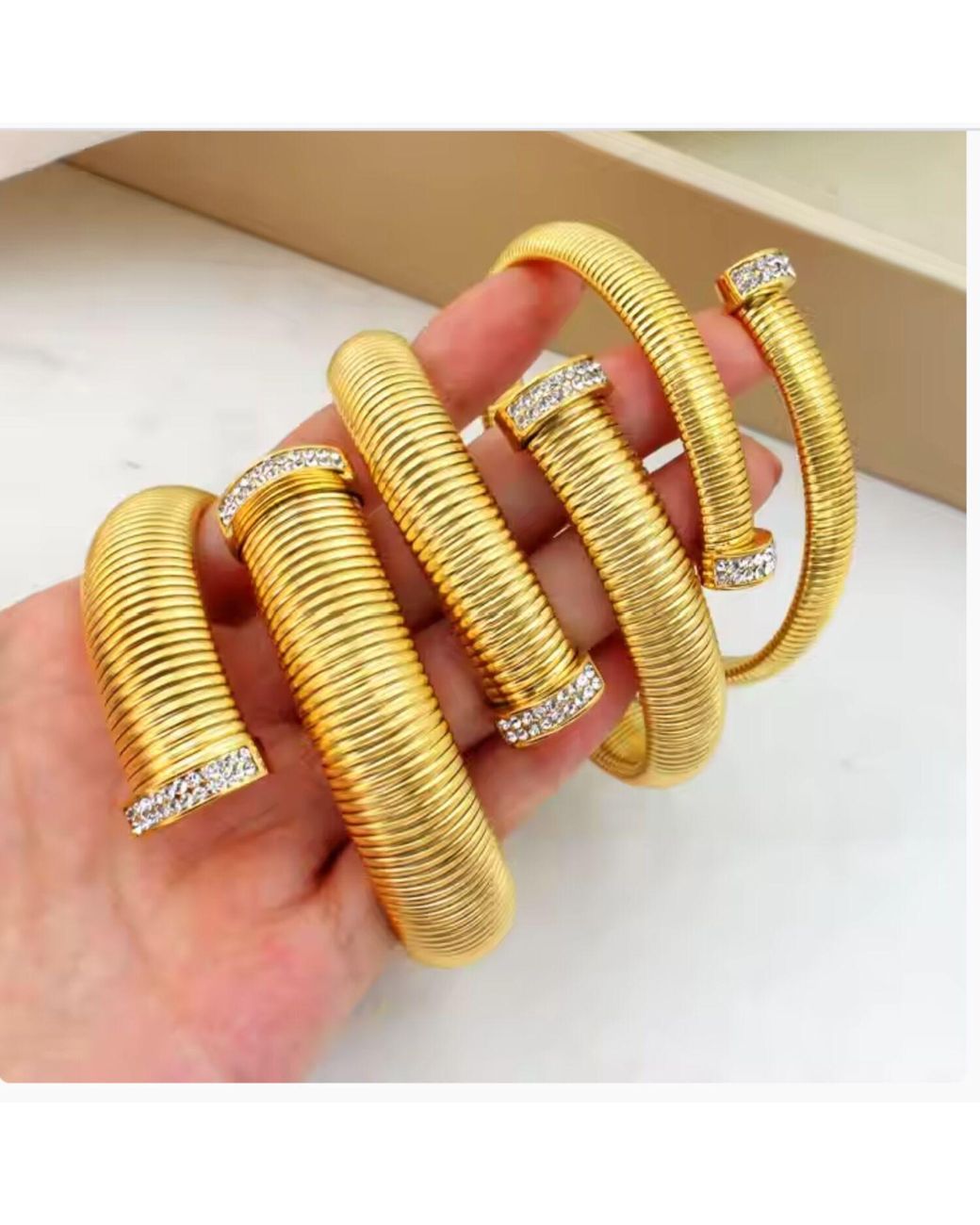 Michael Nash Jewelry Metallic Lisette Plated Sixteen Millimeter Cobra Bracelet With Pave Tips