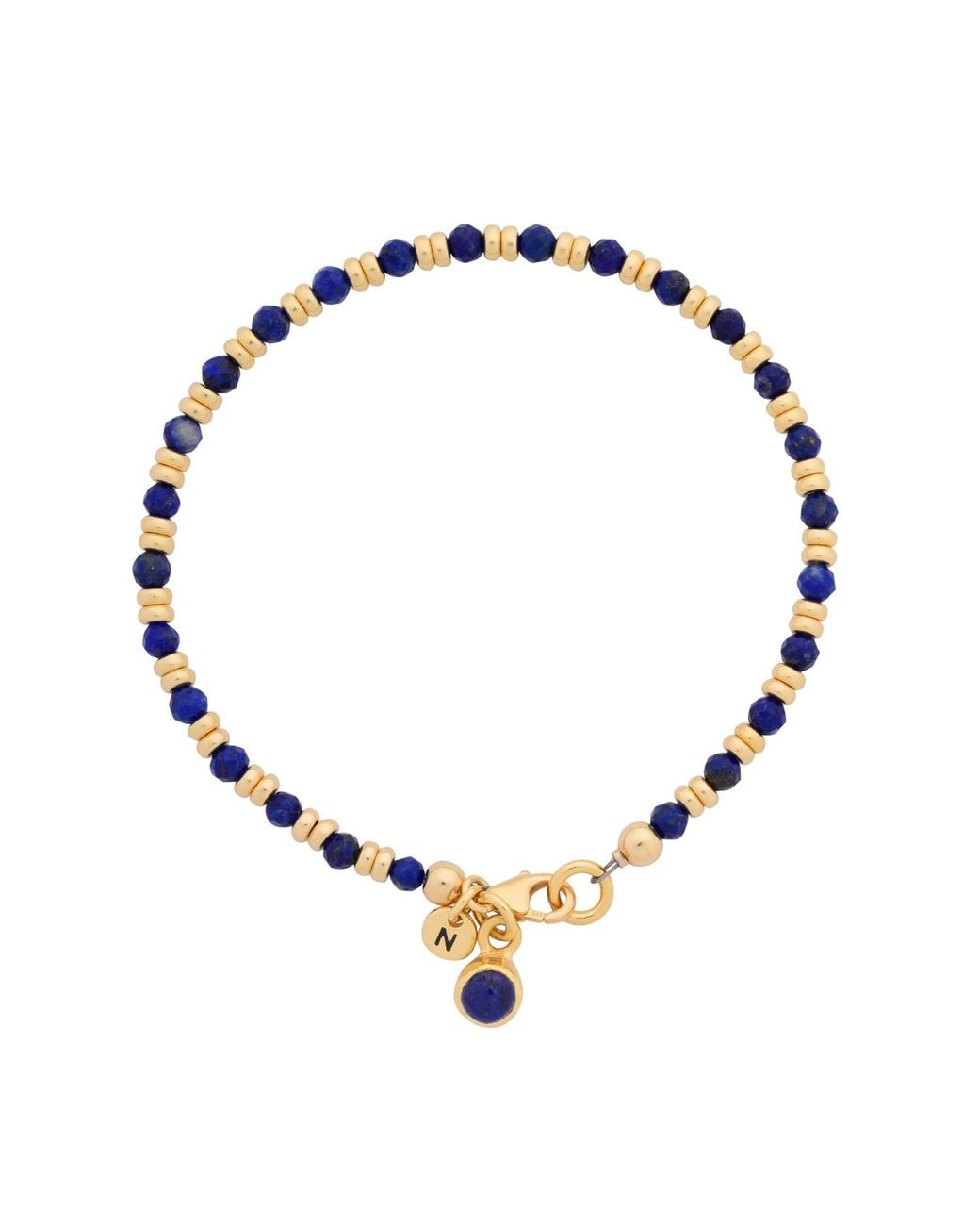 Nellou Jewellery Metallic Linear September Birthstone Bracelet Lapis Plated Sterling