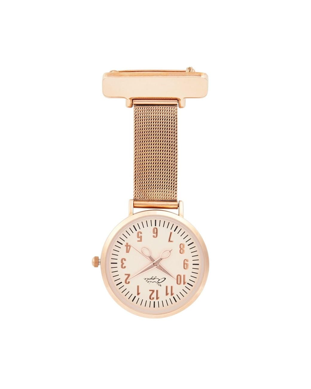 Bermuda Watch Company Metallic Annie Apple Mesh Nurse Fob Watch