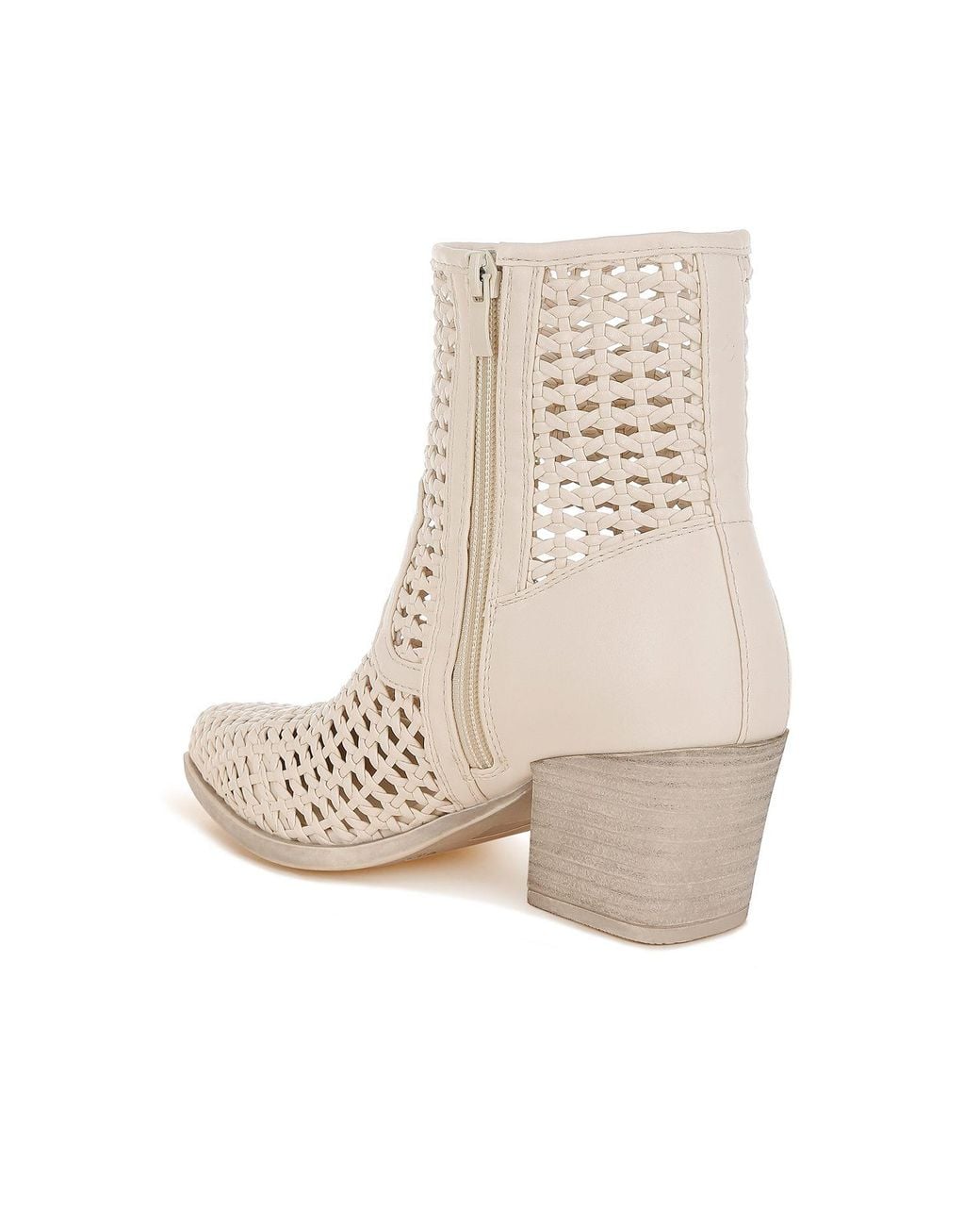 Rag & Co Natural Artisole Woven Pleather Block Heel Boots