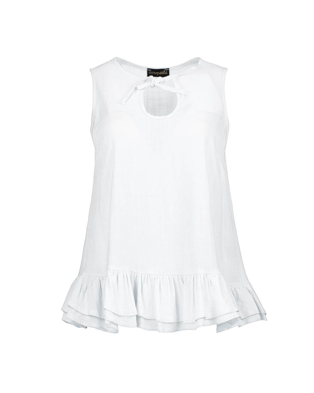 Conquista White Snowdrop Keyhole Tie Top