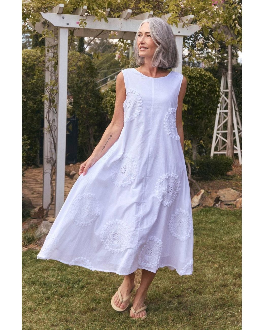 Adrift Clothing White Suzie Reversible Swing Dress
