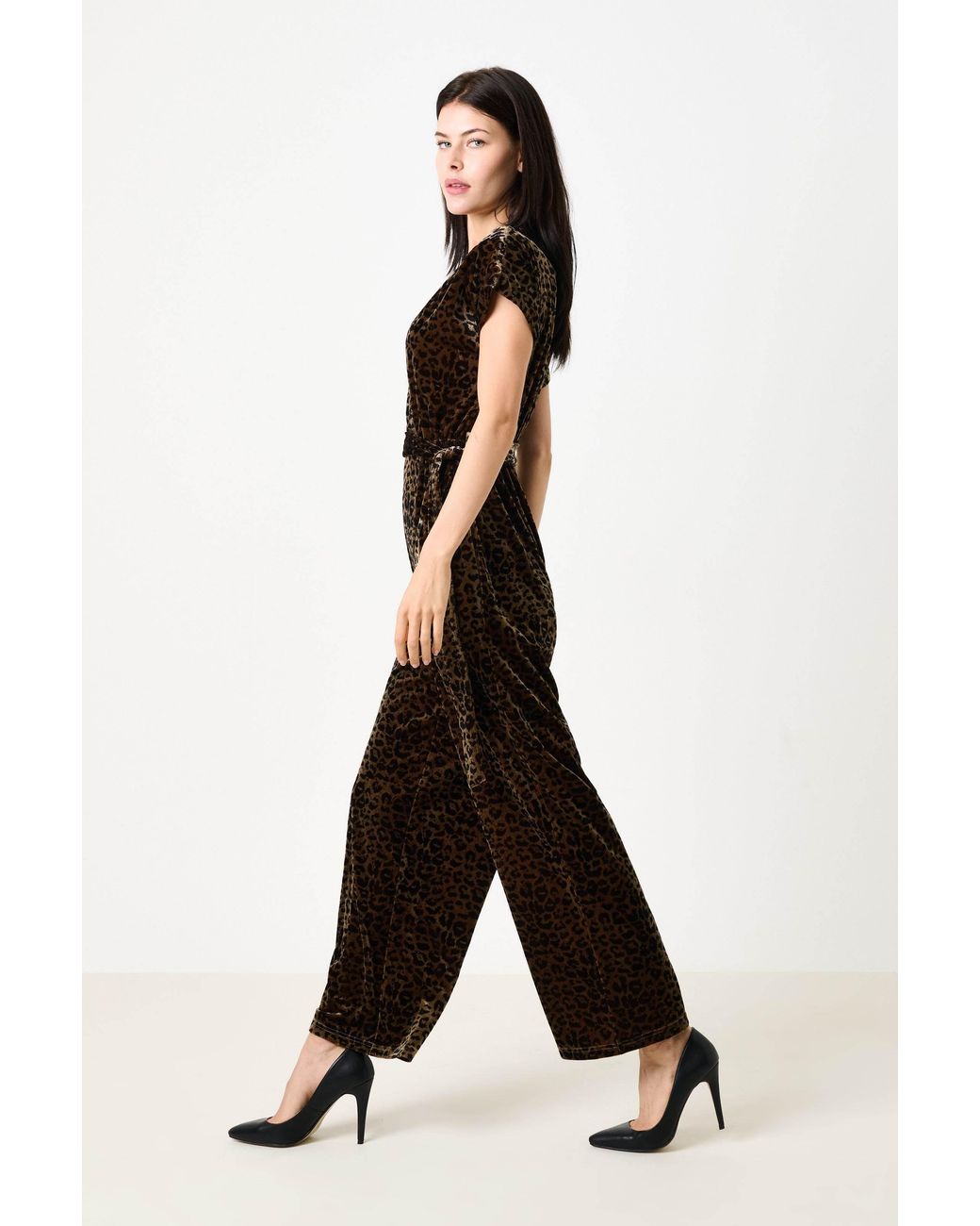 Louche Black Neutrals Tiffany Velvet Roar Jumpsuit