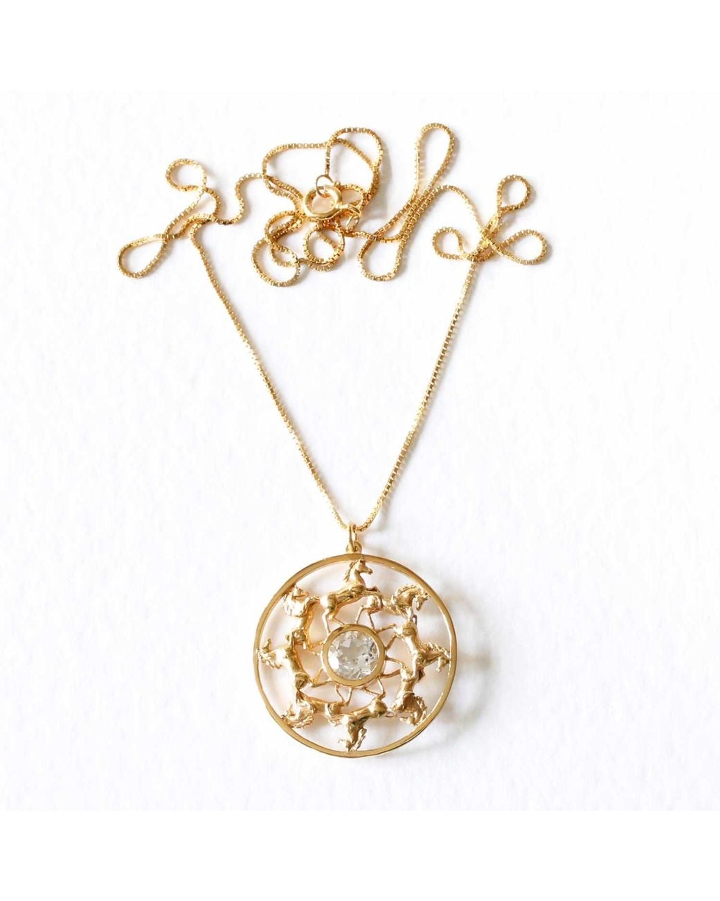 Lee Renee Metallic Wild Horses Topaz Medallion Necklace