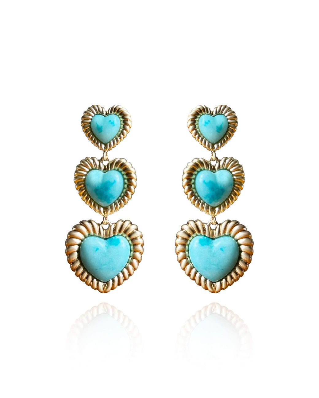 Laura Gray White Sloan Triple Heart Earrings