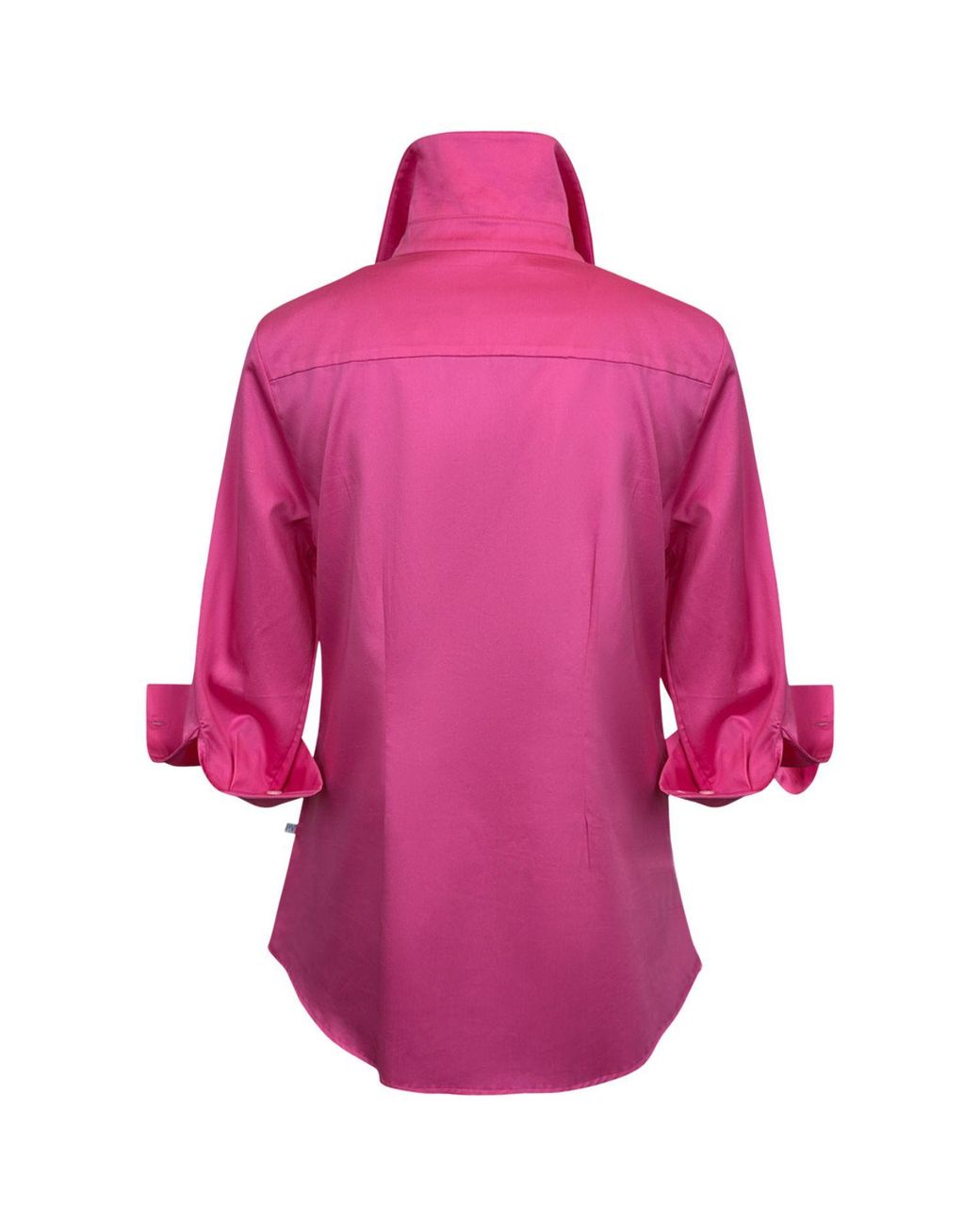 Perlavera Pink Cintuck Satin Three Quarter Sleeve Slim Fit Pintuck Shirt