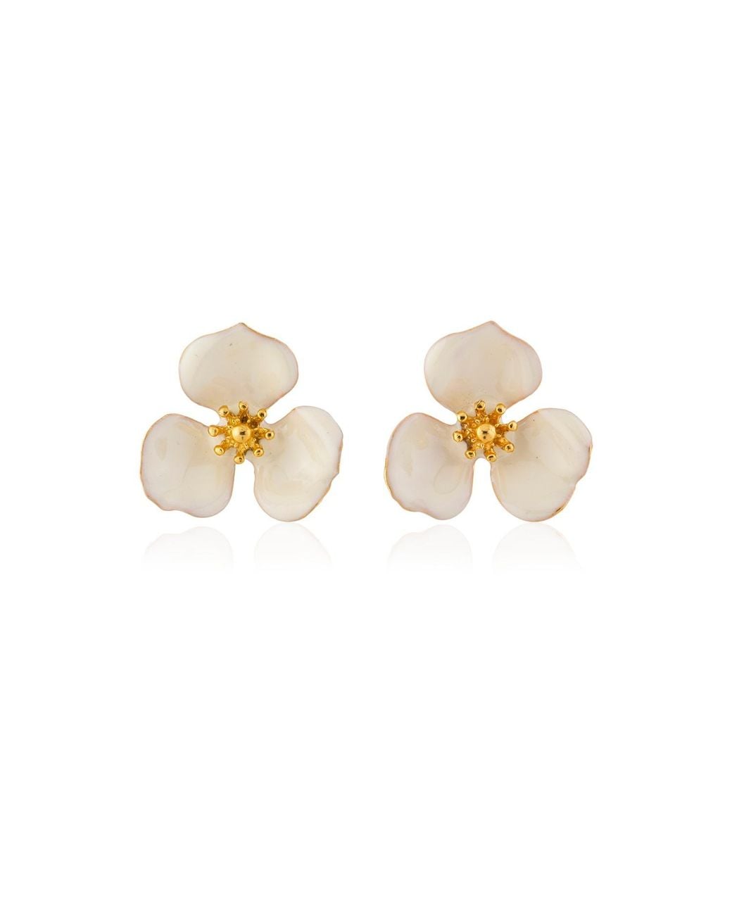Milou Jewelry Metallic Cream Bloom Flower Earrings