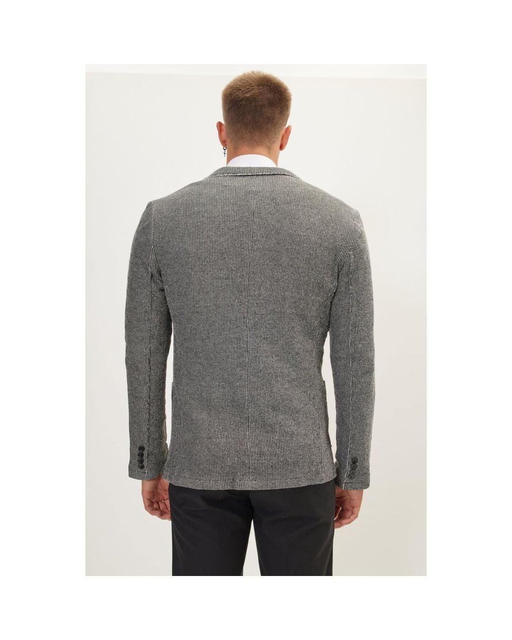 Ron Tomson Gray Cotton Blend Knit Cardigan for men