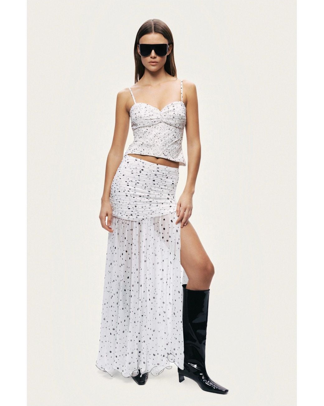 Nocturne White Printed Chiffon Bustier