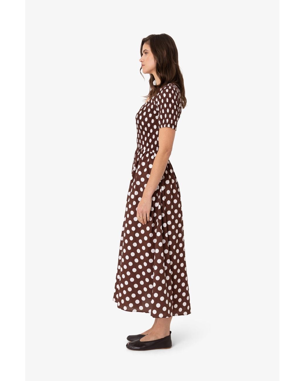 Amy Lynn Purple Matilda Pure Cotton Polka Dot Midi Dress