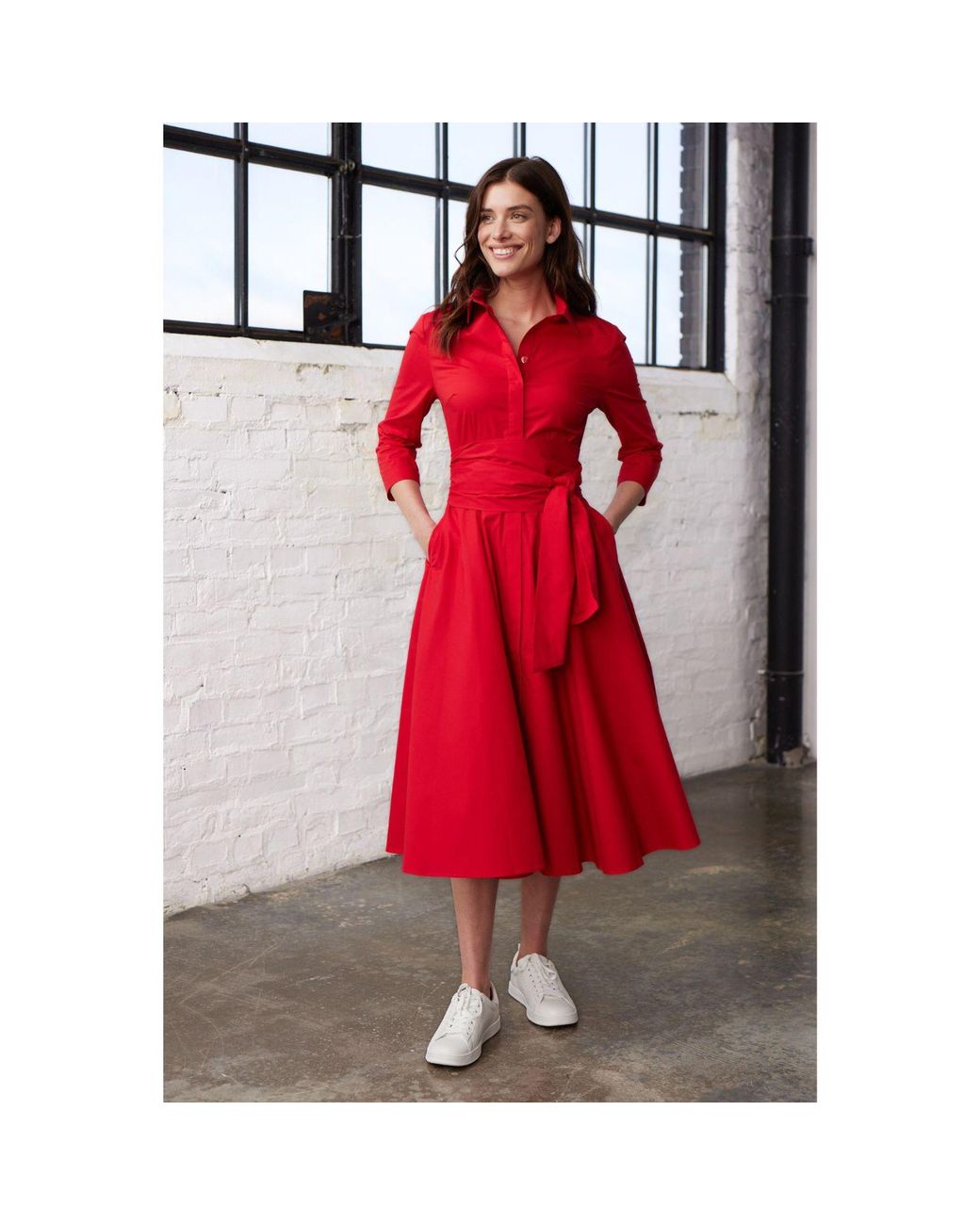 Marianna Déri Red Shirtdress With Tie Belt