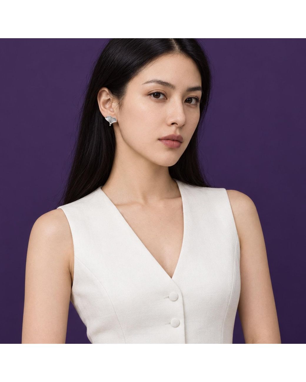 Yieon Gray Ginkgo Fine Filigree Stud Earrings