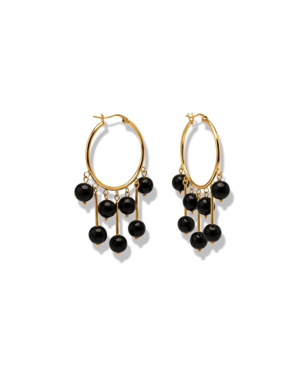 Jaredjamin Metallic Daniela Dangle Onyx Earrings