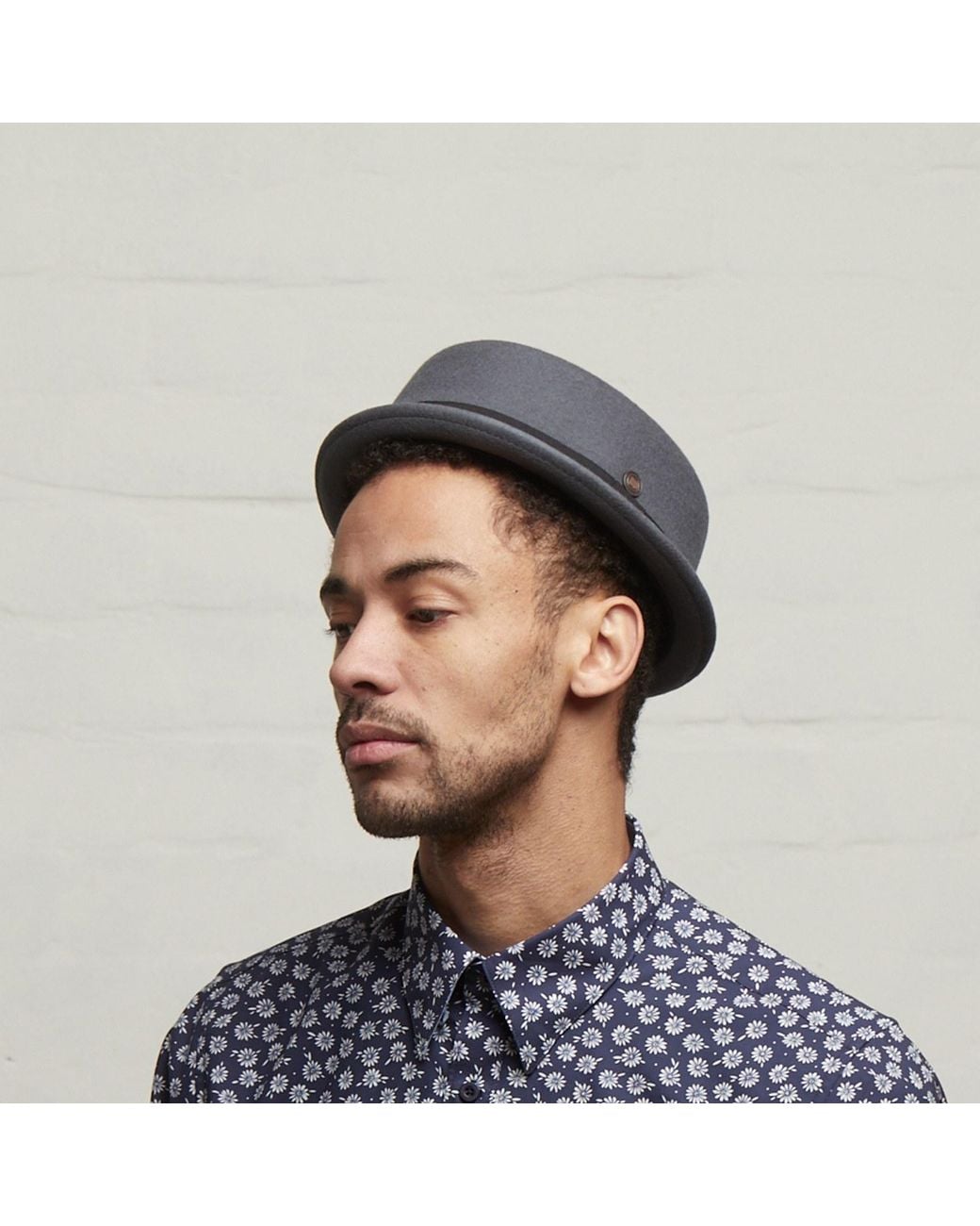 Dasmarca Hats Gray Jack Felt Skimpy Brim Short Brim Rude Boy Mod Style Porkpie Hat for men