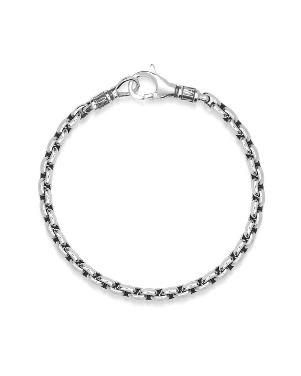Nialaya Metallic Sterling Round Link Chain Bracelet for men