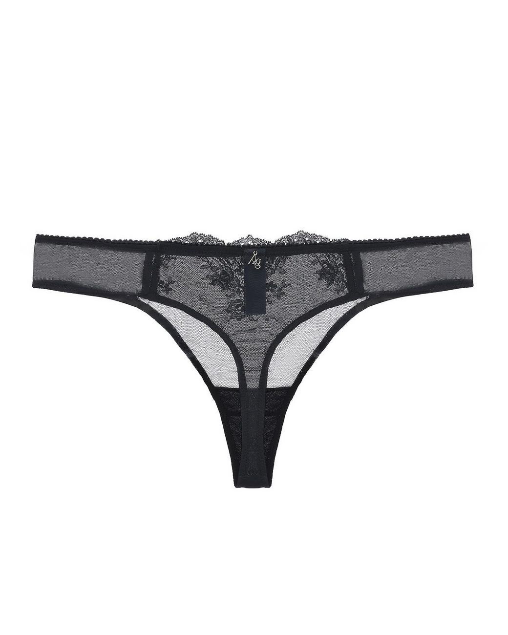 Amour D'agnette Gray Kim Stretch Lace & Mesh Thong- Opal