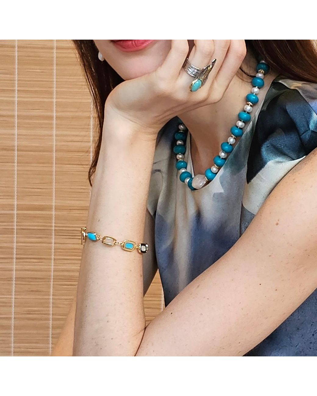 Farra Blue And Moonstone Elegance Bracelet