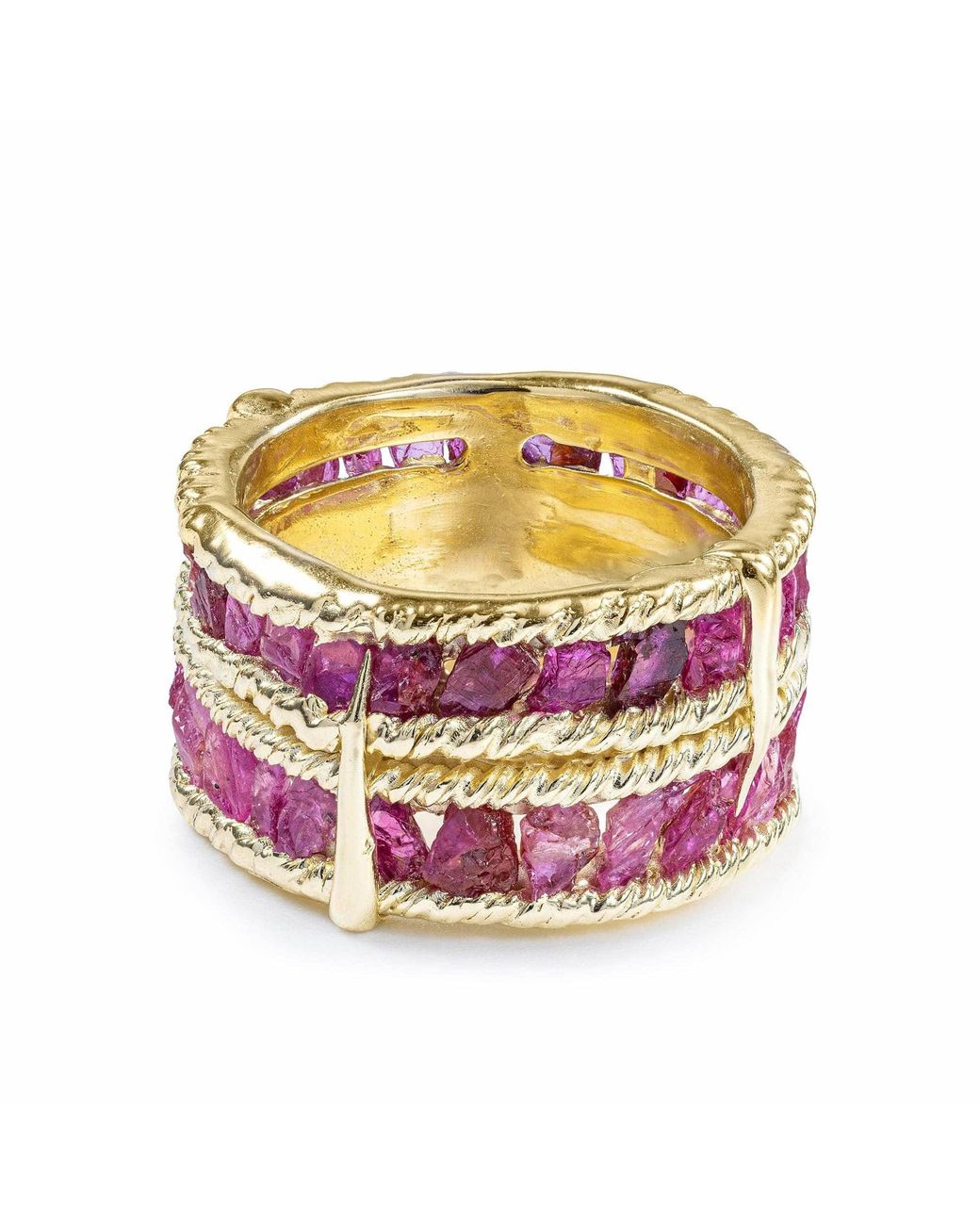German Kabirski Pink Tartine Natural Raw Ruby Plated Ring