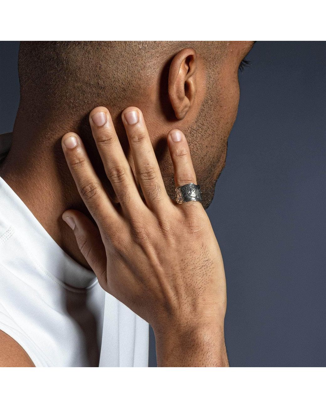 German Kabirski Metallic Esker Handmade Ring With A Sculptural Effect for men