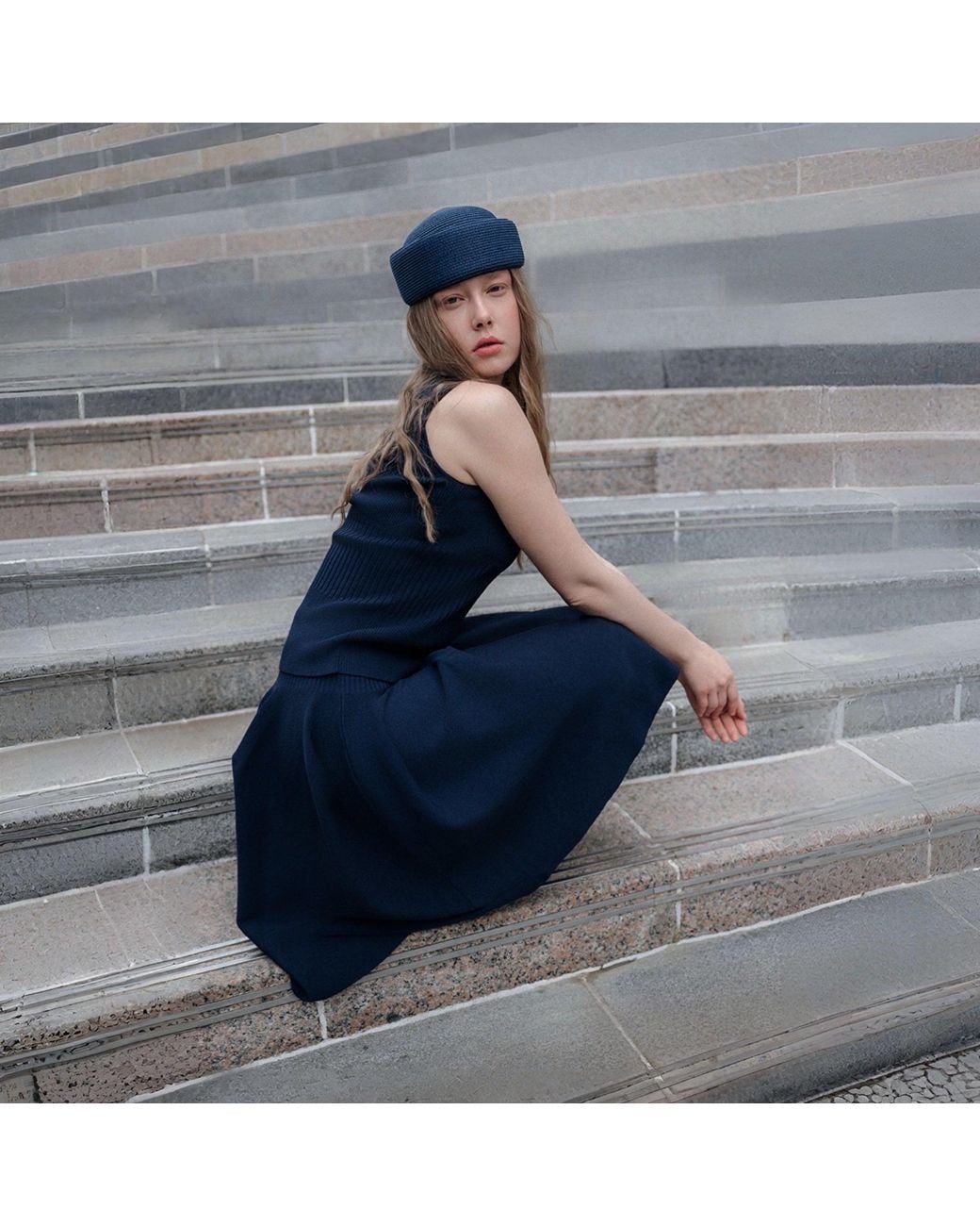 London Atelier Byproduct Blue Straw Pillbox Hat