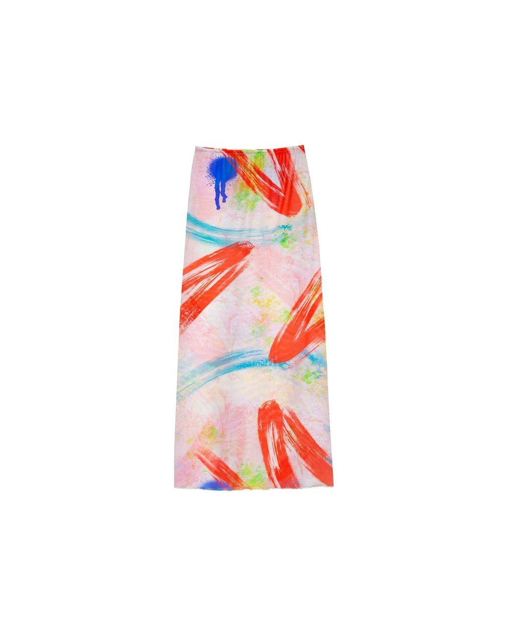 Audrey Vallens Red Brush Stroke Mesh Skirt