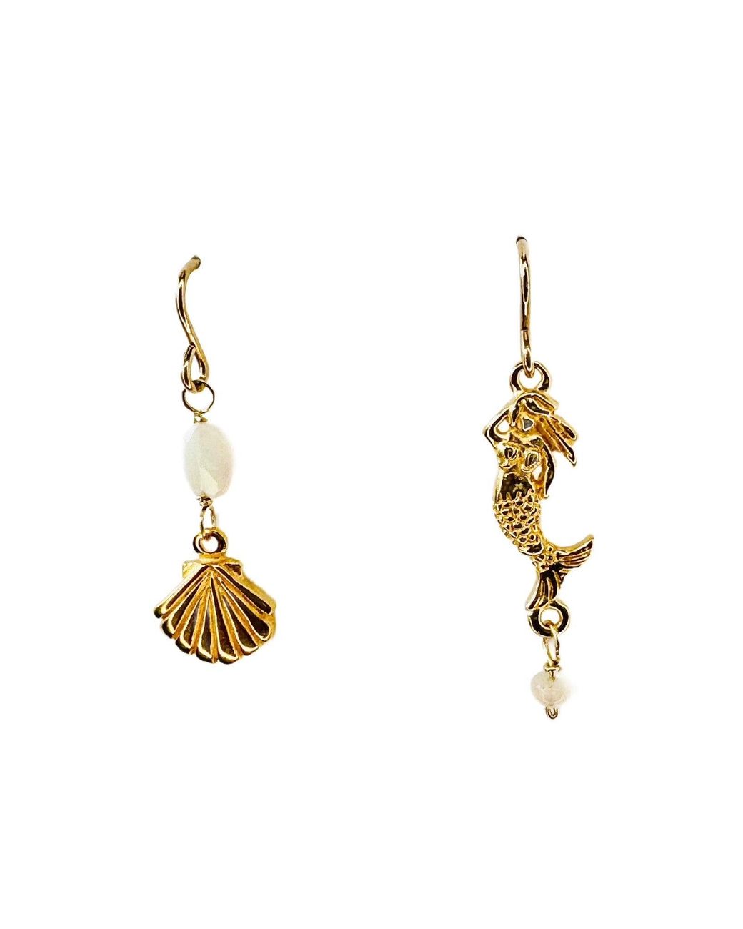 Lexi Jewelry Metallic Mermaid & Scallop Shell Dangly Earrings