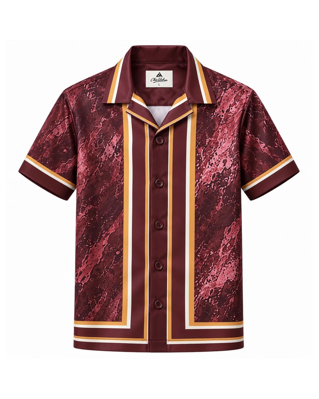 Chic Urban Red Velouris Cuban Collar Shirt for men