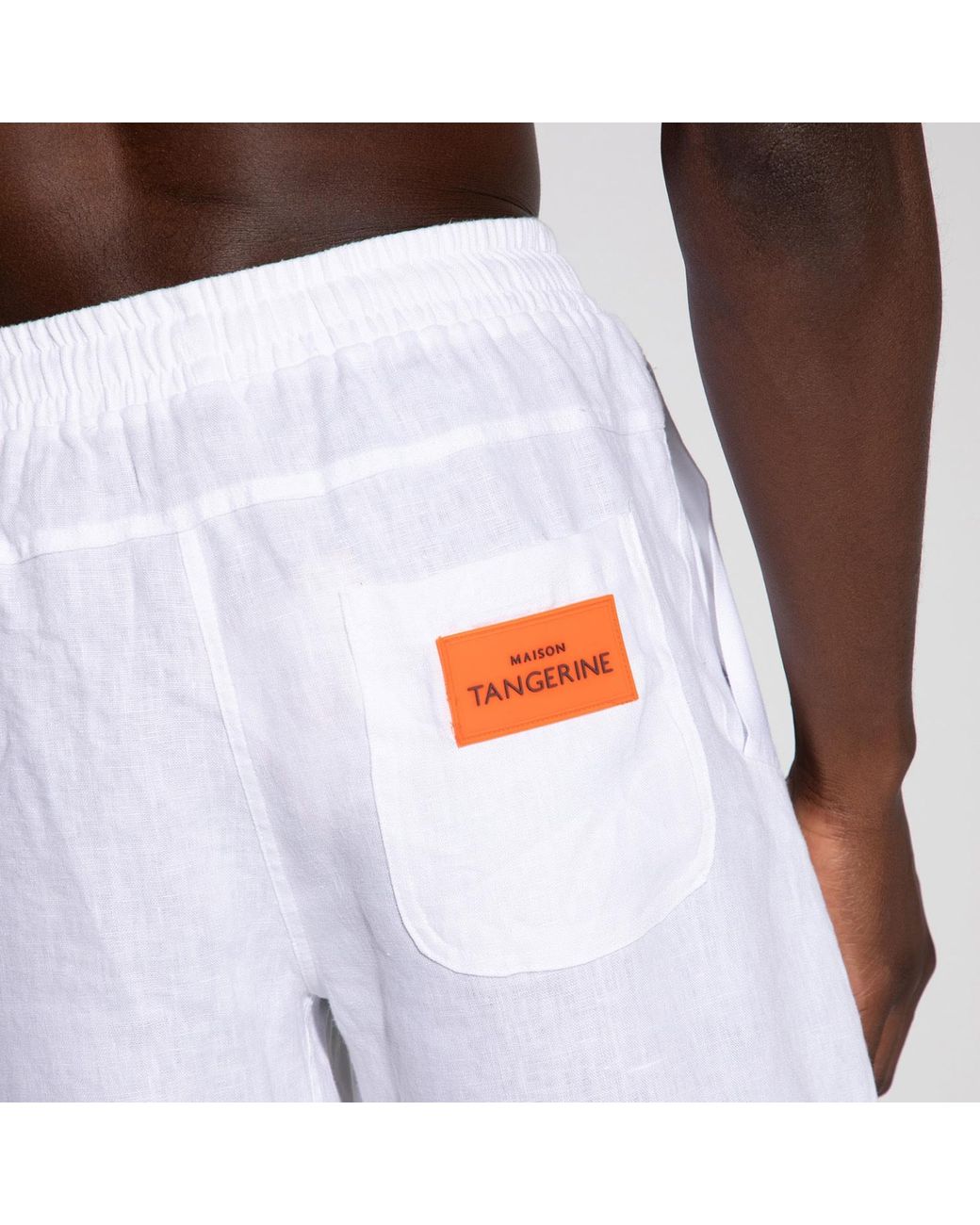 Maison Tangerine White Linen Shorts For for men